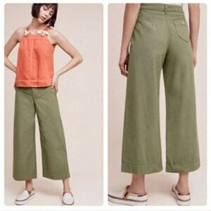 Pilcro and the Letterpress Green Wide-Leg Logan Pants